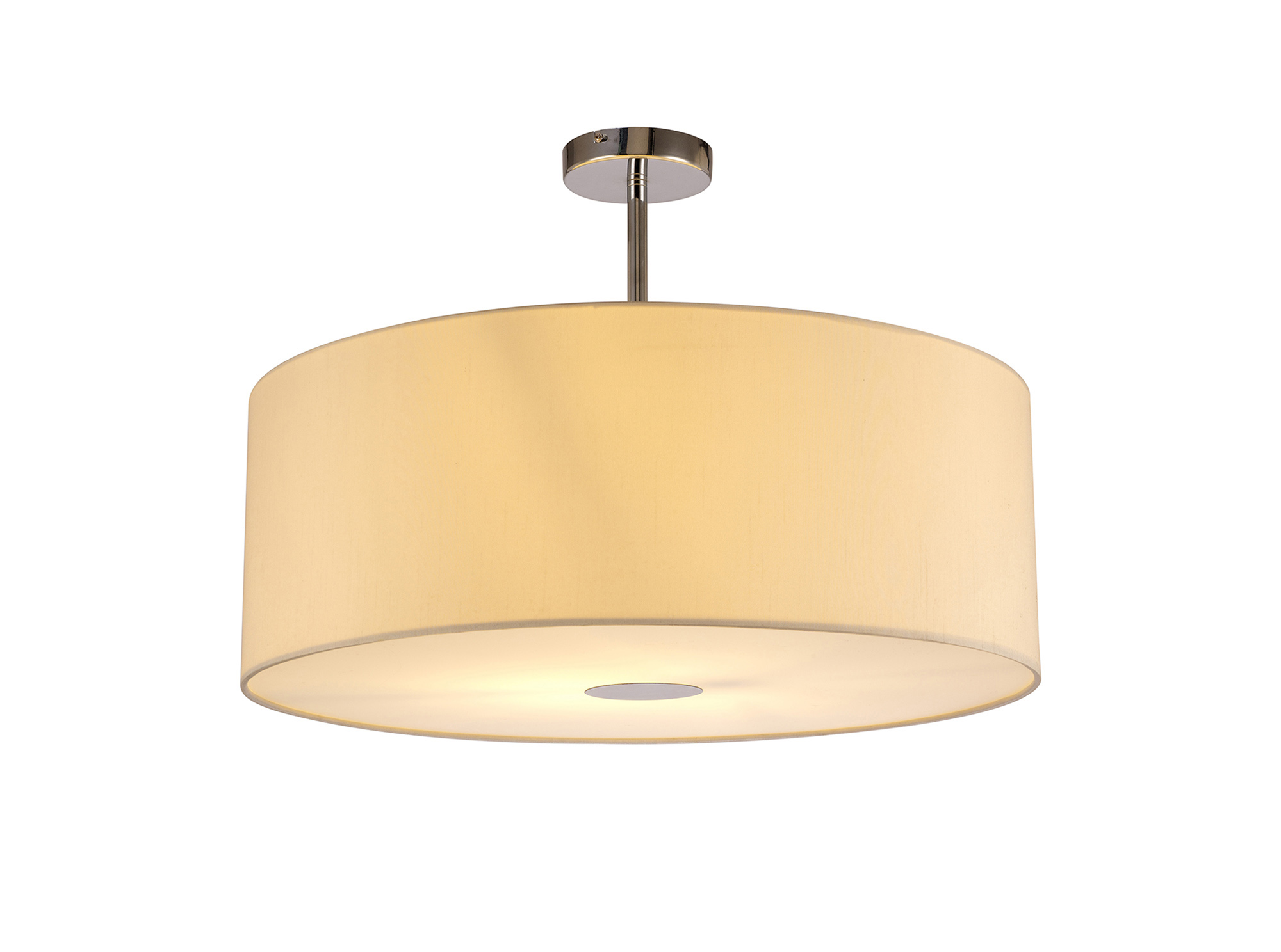 DK0111  Baymont 60cm Semi Flush 1 Light Polished Chrome; Ivory Pearl; Frosted Diffuser
